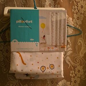 New Pillowfort Kids Playing Outdoor Fun Bicycle Polka Dots Shower Curtain 72x72